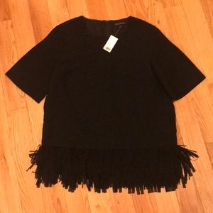 Banana Republic black top with fringe detail, NWT